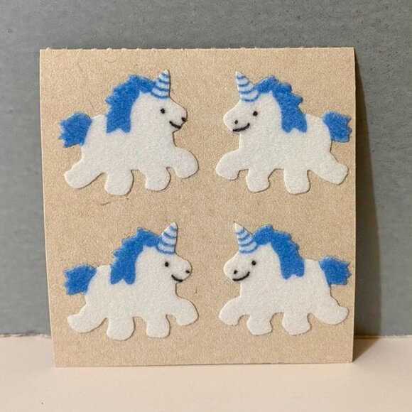 Vintage Sandylion Fuzzy Brown Back Unicorn Stickers - Picture 1 of 3